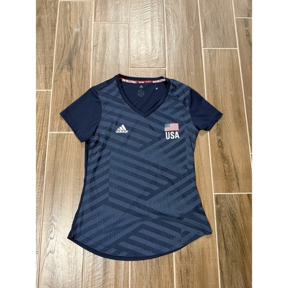 adidas Tops - Adidas USA Volleyball Jersey Shirt Womens Large Blue Short Sleeve Tee